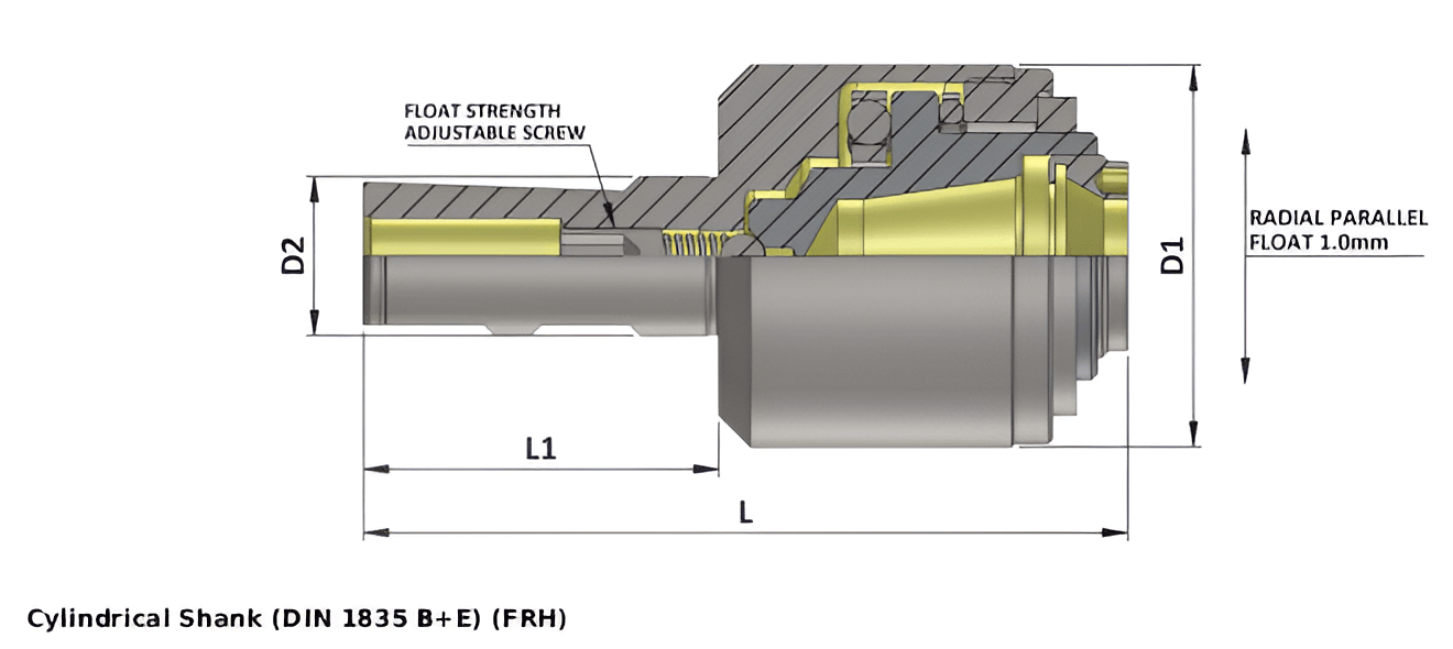 FRH DIA 1 1/4'' ER 25A 126 Floating Reamer Holder with E25A Spanner